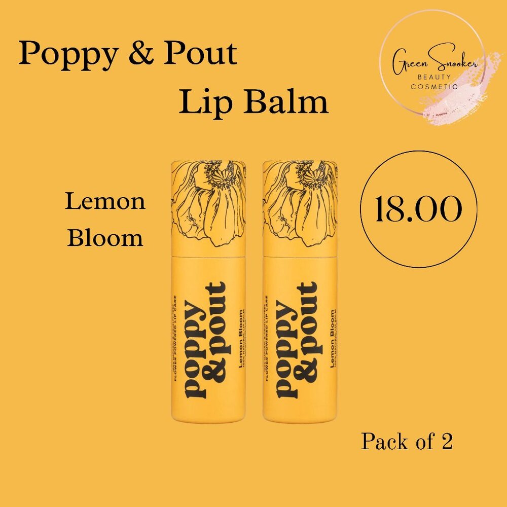 Poppy & Pout, Lemon Bloom Lip Balm,100% Natural, Pack of 2